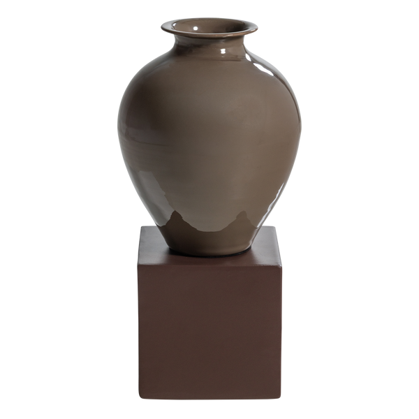 Numo wanddecoratie set vaas/kubus 39 x 19 cm metaal bruin