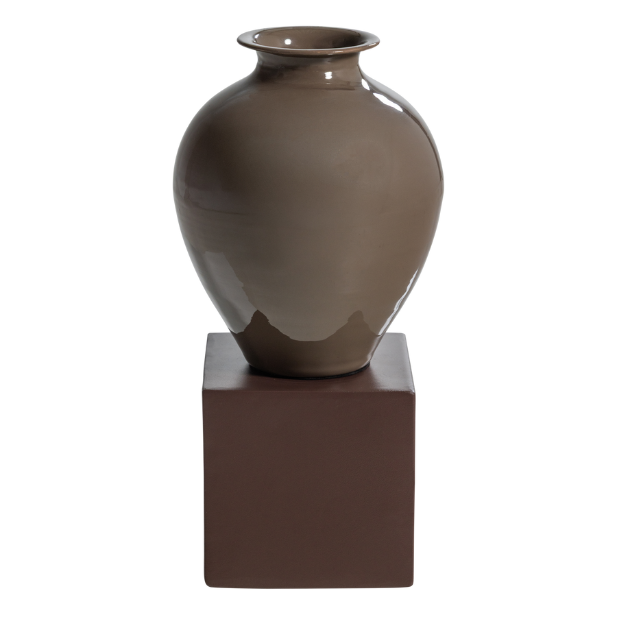Numo wanddecoratie set vaas/kubus 39 x 19 cm metaal bruin