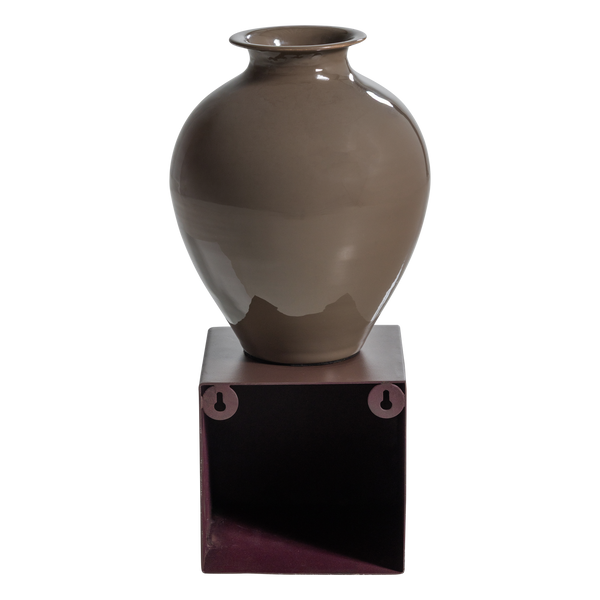 Numo wanddecoratie set vaas/kubus 39 x 19 cm metaal bruin