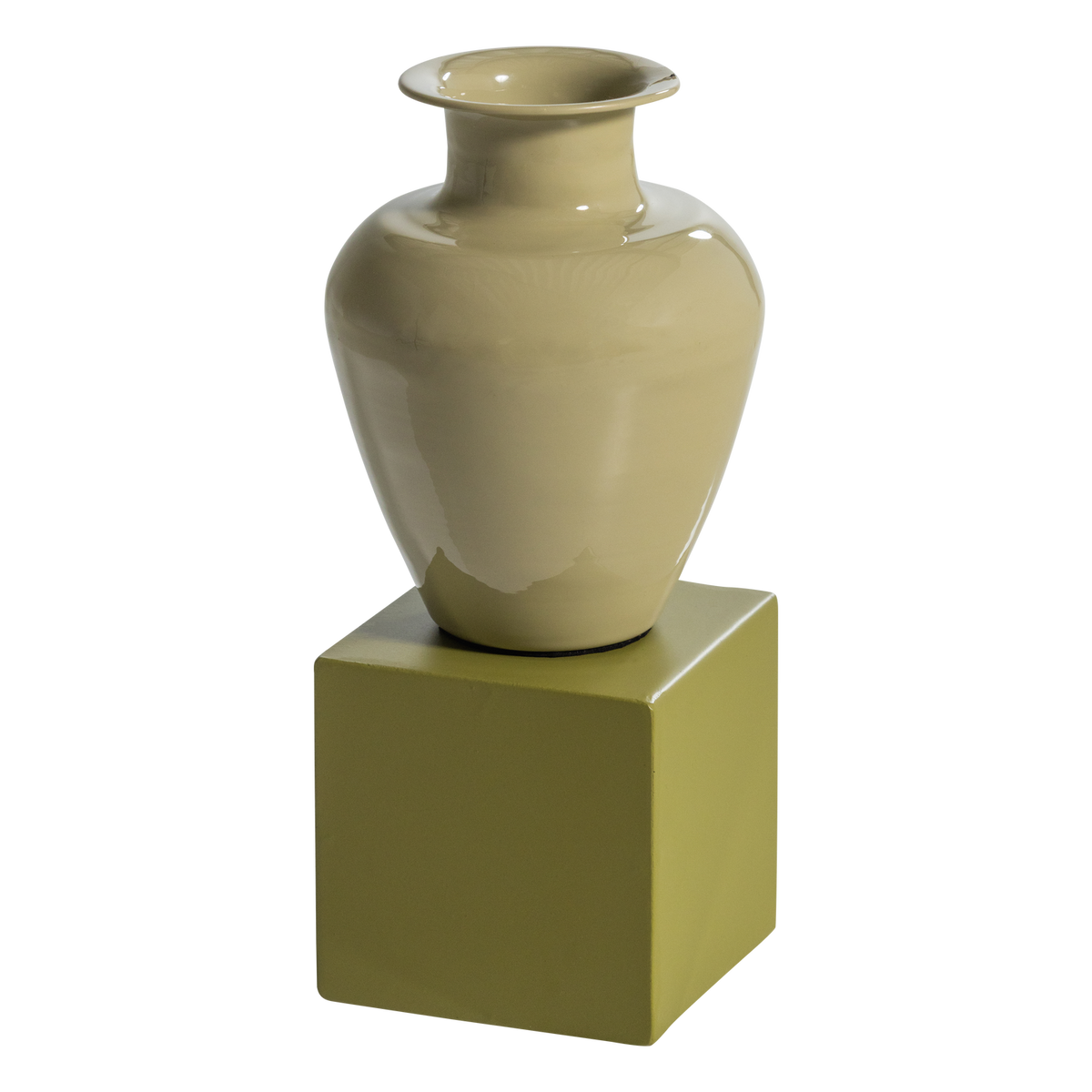 Numo wanddecoratie set vaas/kubus 29 x 13 cm metaal groen