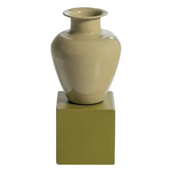Numo wanddecoratie set vaas/kubus 29 x 13 cm metaal groen