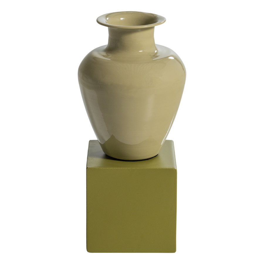 Numo wanddecoratie set vaas/kubus 29 x 13 cm metaal groen