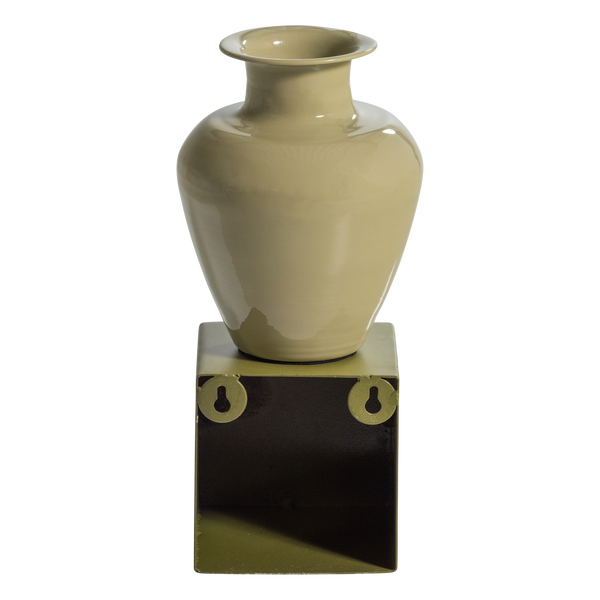 Numo wanddecoratie set vaas/kubus 29 x 13 cm metaal groen