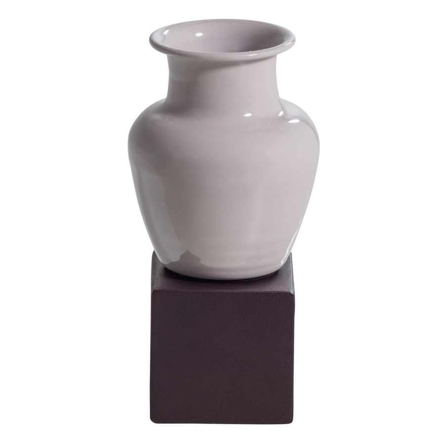Numo wanddecoratie set vaas/kubus 21 x 10 cm metaal paars