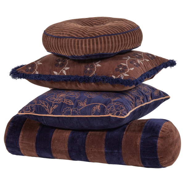 Niva sierkussen bruin/blauw - set van 4