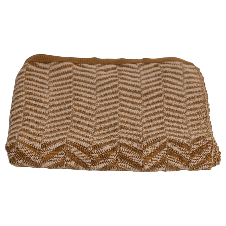 Suna plaid 130 x 170 cm katoen honinggeel/ecru