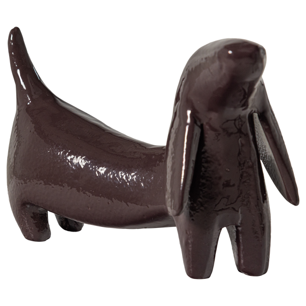 Reni wanddecoratie hond metaal donkerbruin