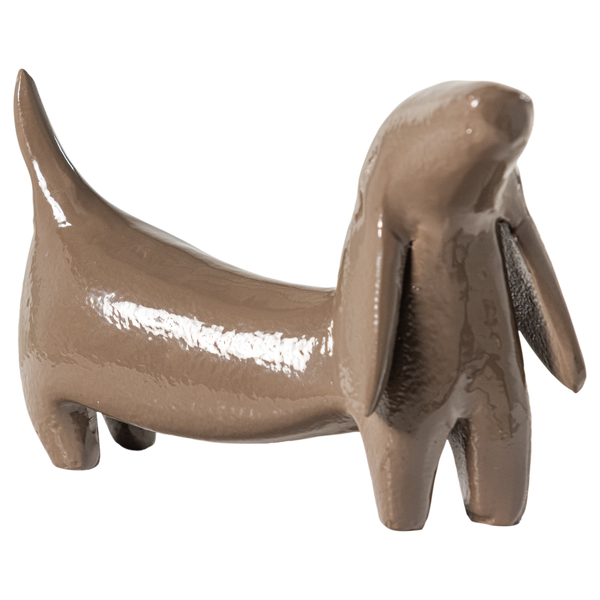Reni wanddecoratie hond metaal mokkabruin
