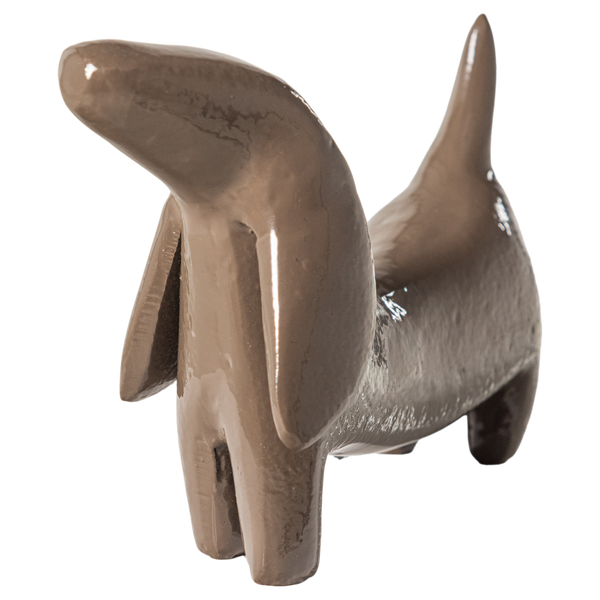 Reni wanddecoratie hond metaal mokkabruin