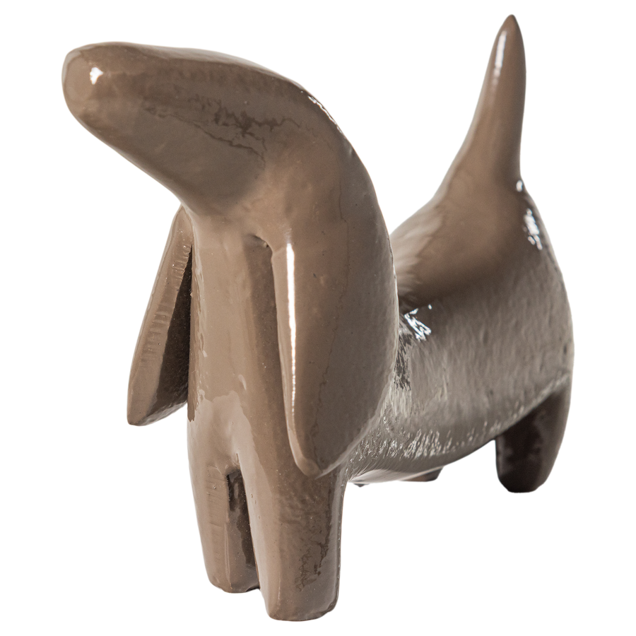 Reni wanddecoratie hond metaal mokkabruin