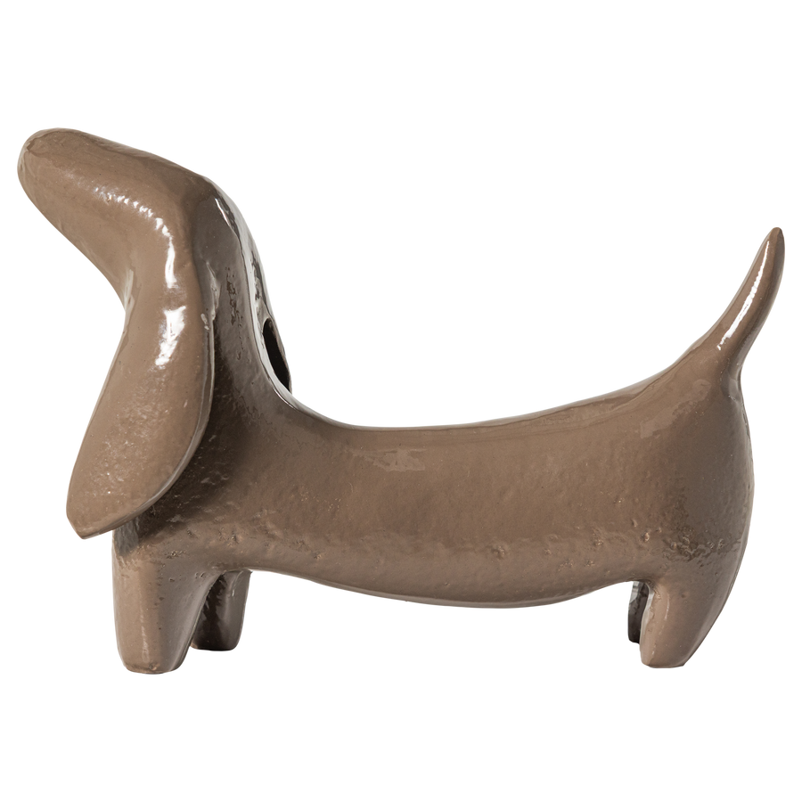 Reni wanddecoratie hond metaal mokkabruin