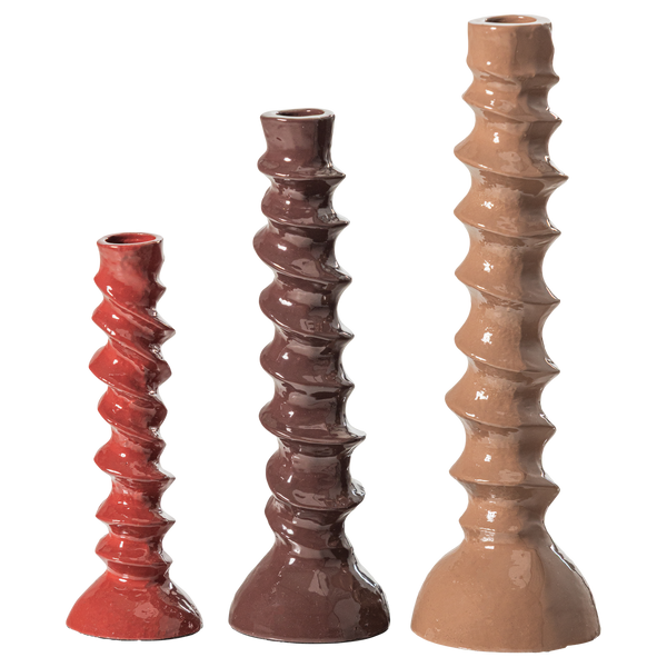 Bexi kandelaar metaal bruin/rood - set van 3