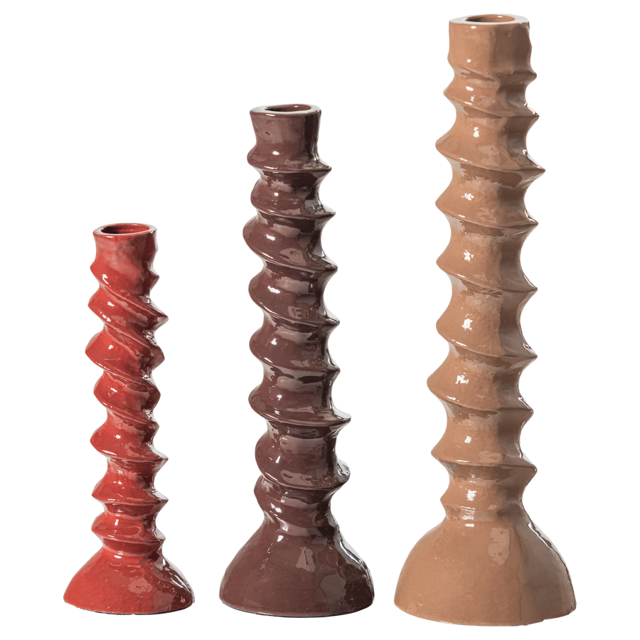 Bexi kandelaar metaal bruin/rood - set van 3
