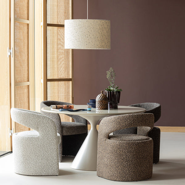 Loft hanglamp metaal/boucle naturel met stippen
