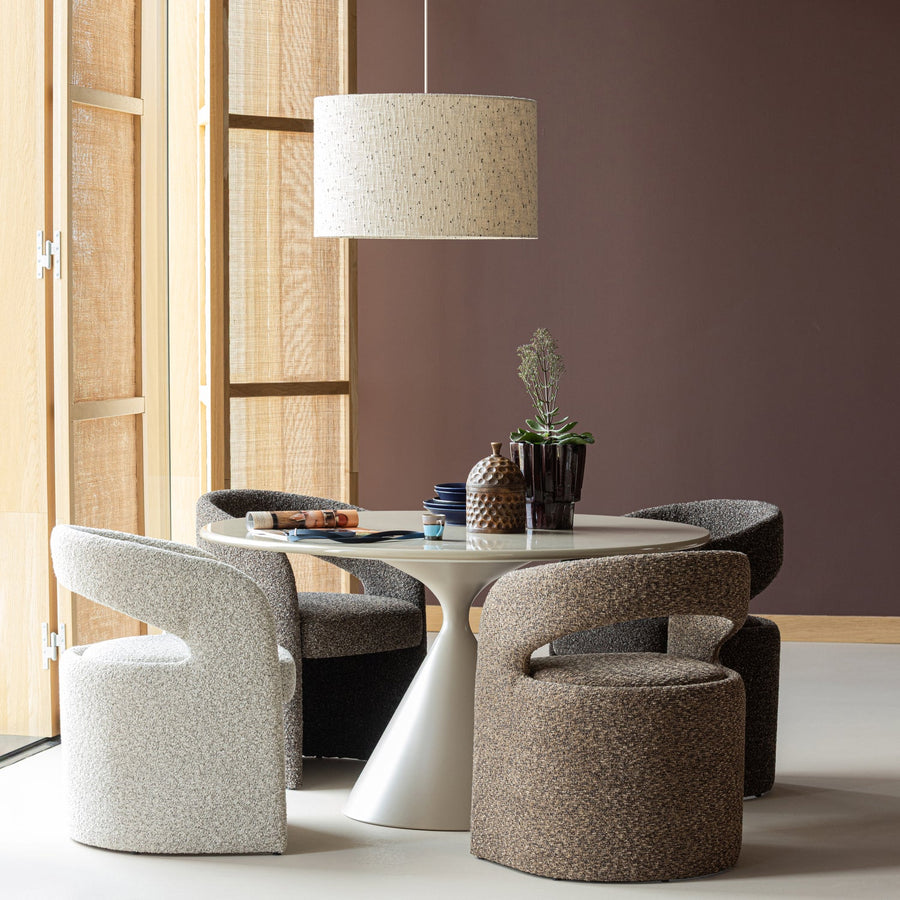 Loft hanglamp metaal/boucle naturel met stippen