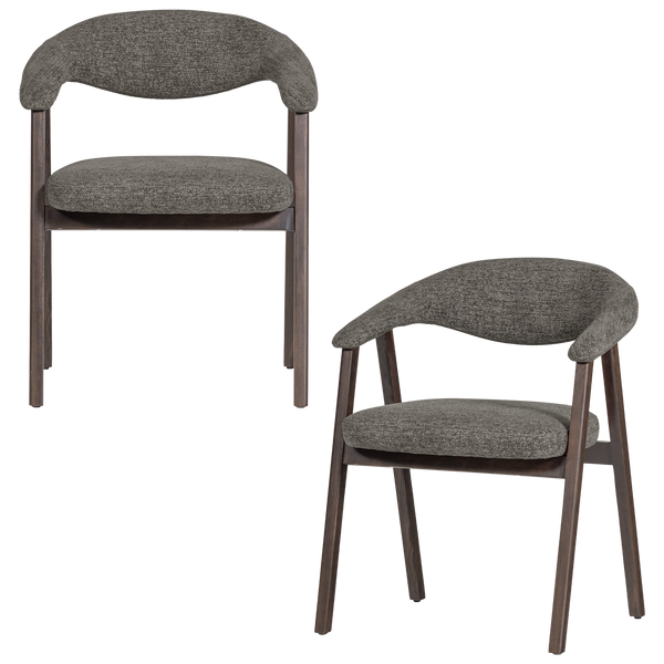 Avar eetkamerstoel armleuning grijs - set van 2