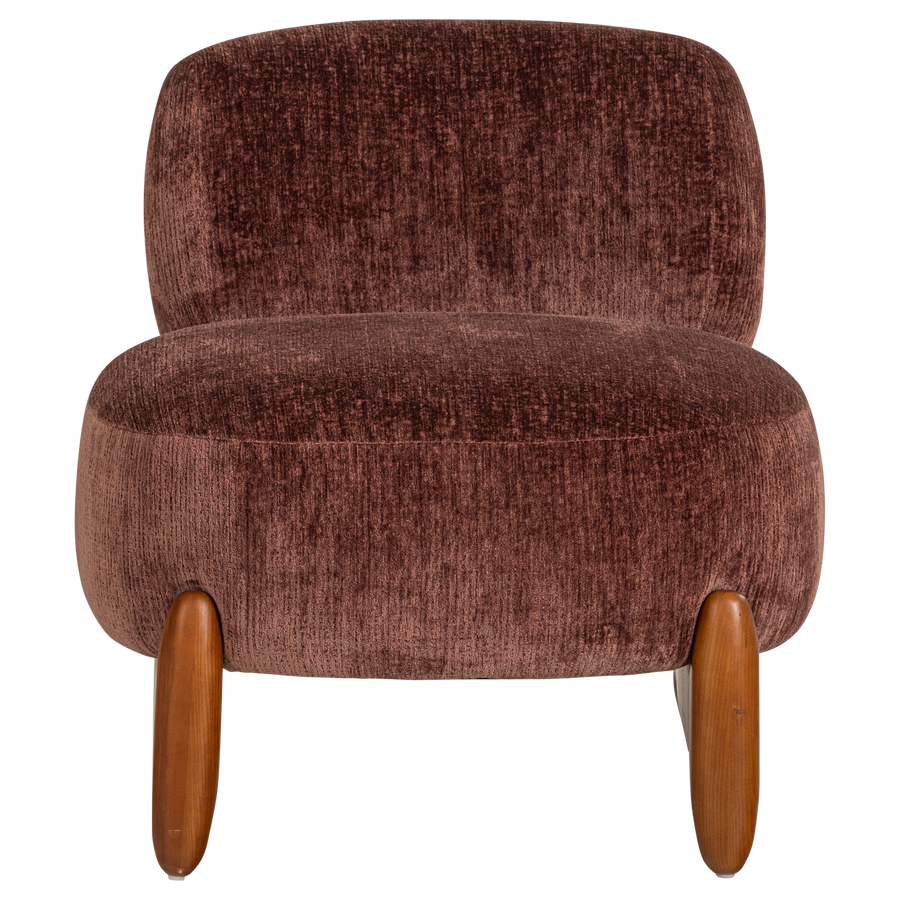 Runi fauteuil hout/velvet paars/bruin