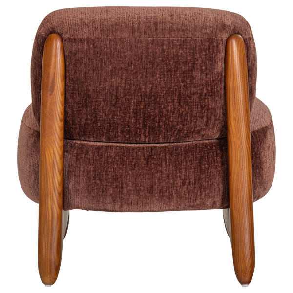Runi fauteuil hout/velvet paars/bruin