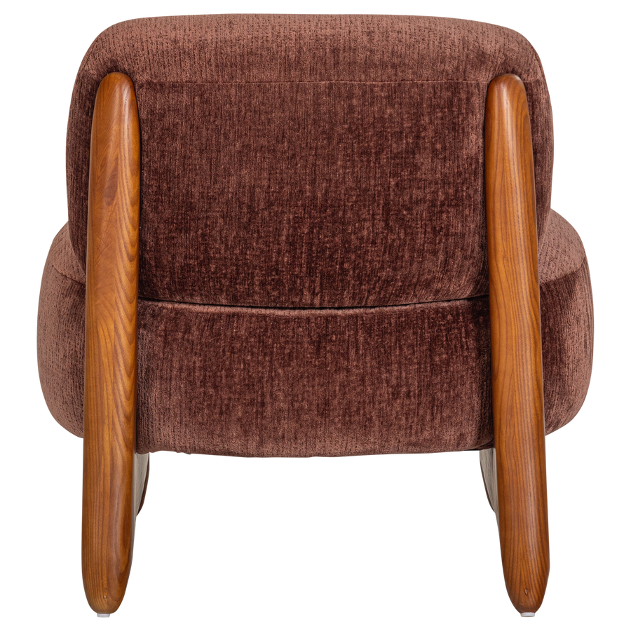 Runi fauteuil hout/velvet paars/bruin