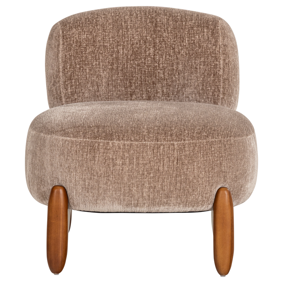 Runi fauteuil hout/velvet zand