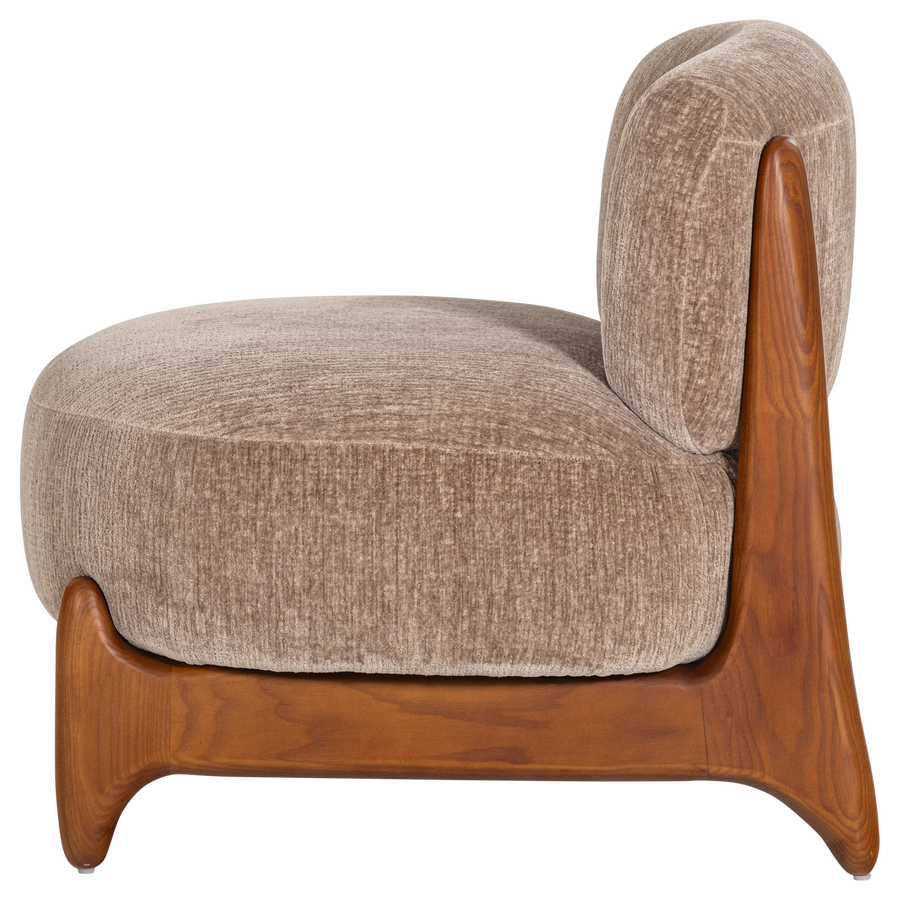 Runi fauteuil hout/velvet zand