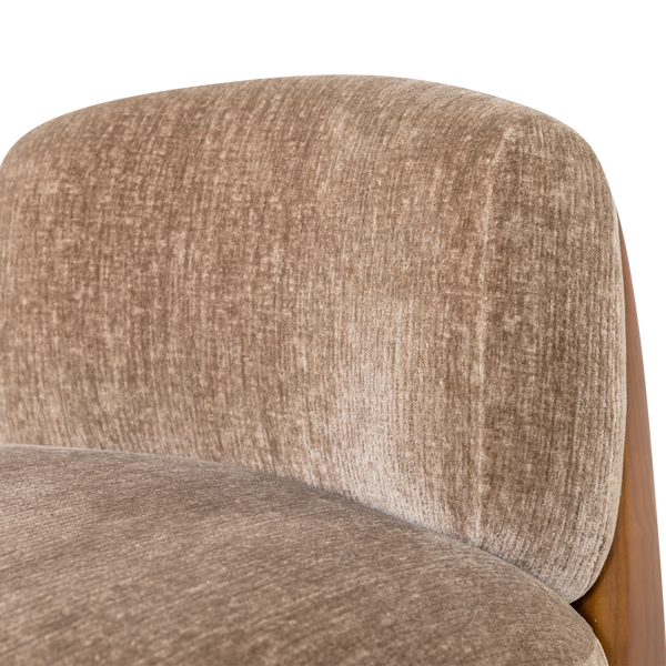 Runi fauteuil hout/velvet zand