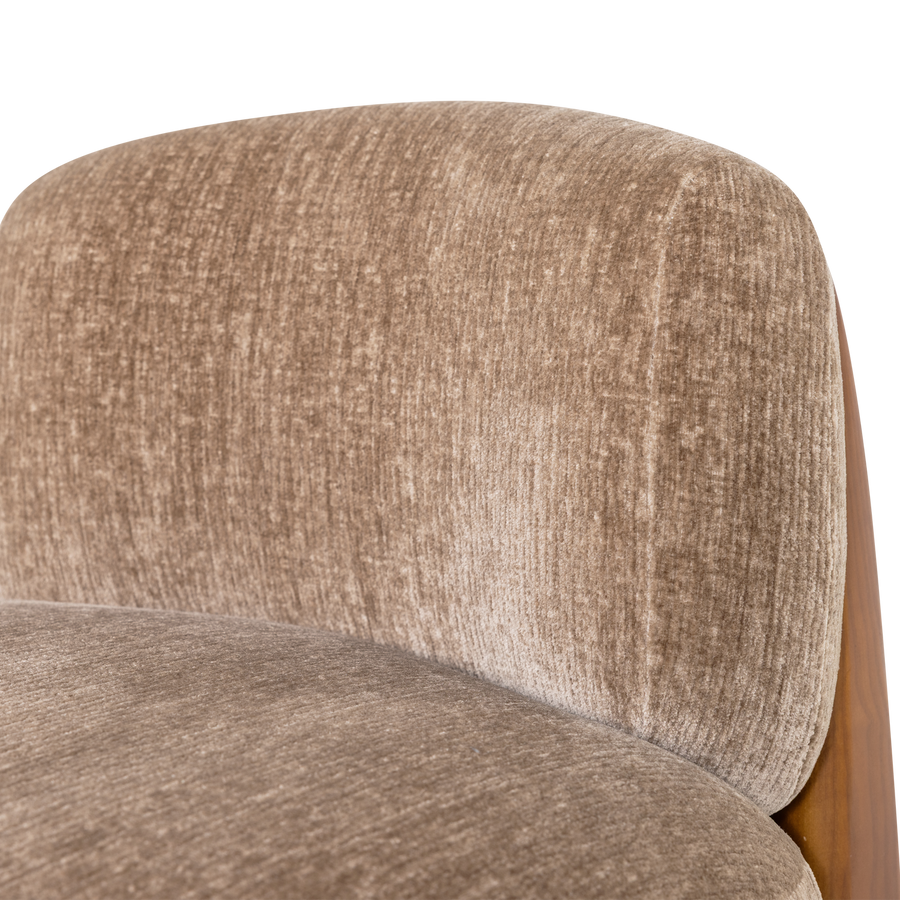 Runi fauteuil hout/velvet zand