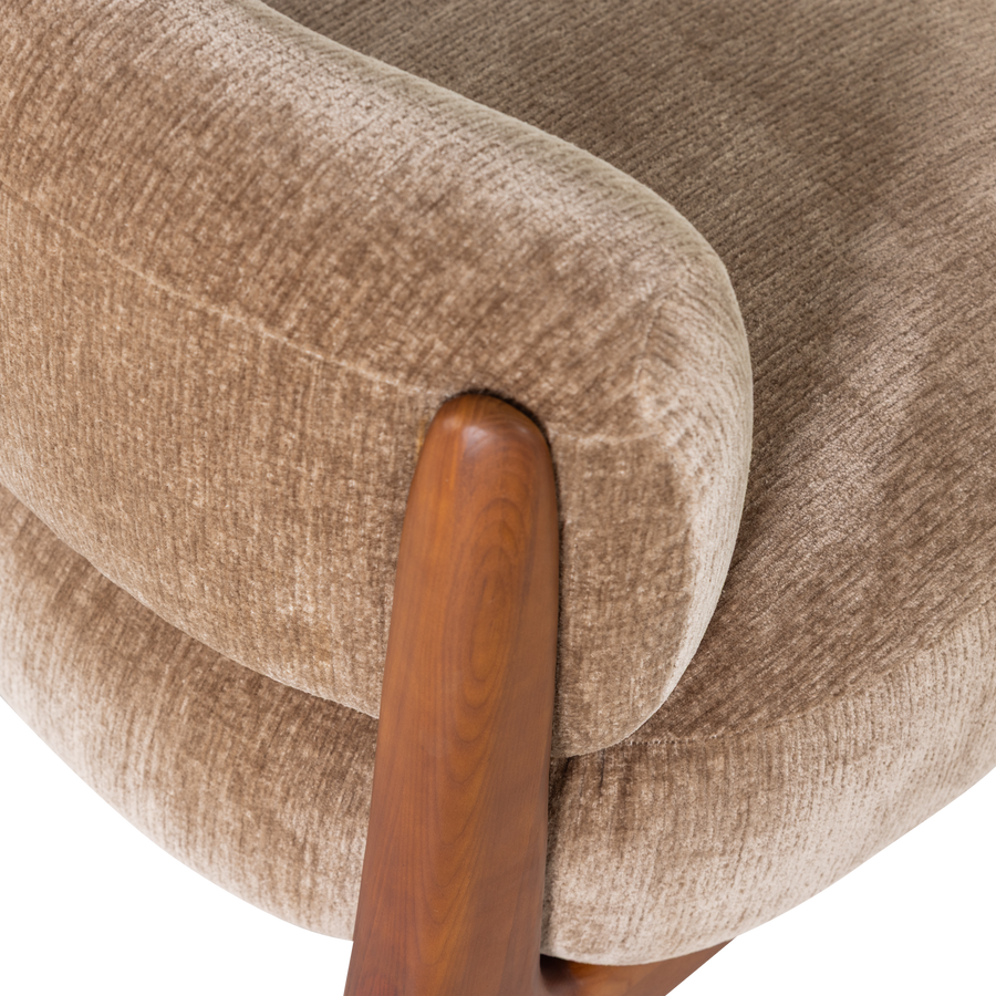 Runi fauteuil hout/velvet zand