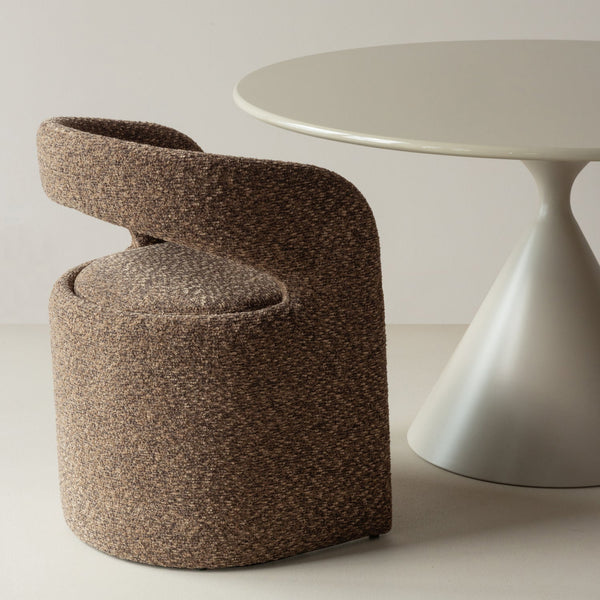 Lanor eetkamerstoel grove boucle bruin
