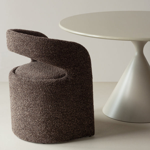Lanor eetkamerstoel grove boucle donkerbruin
