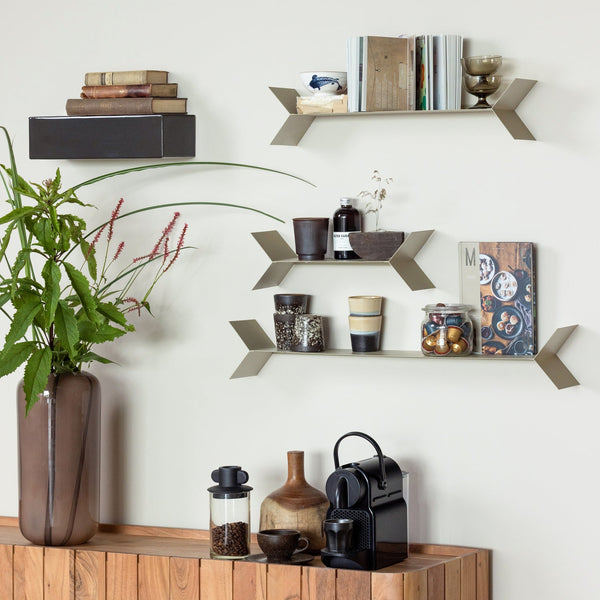Lorin wandplanken metaal zand - set van 3