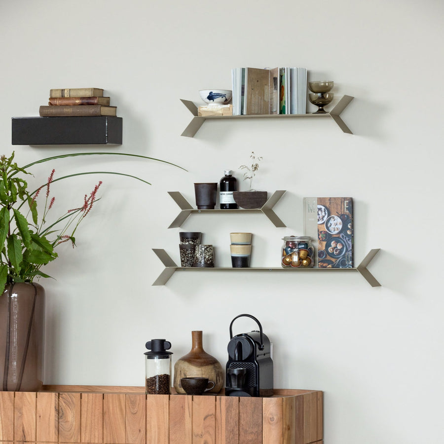 Lorin wandplanken metaal zand - set van 3