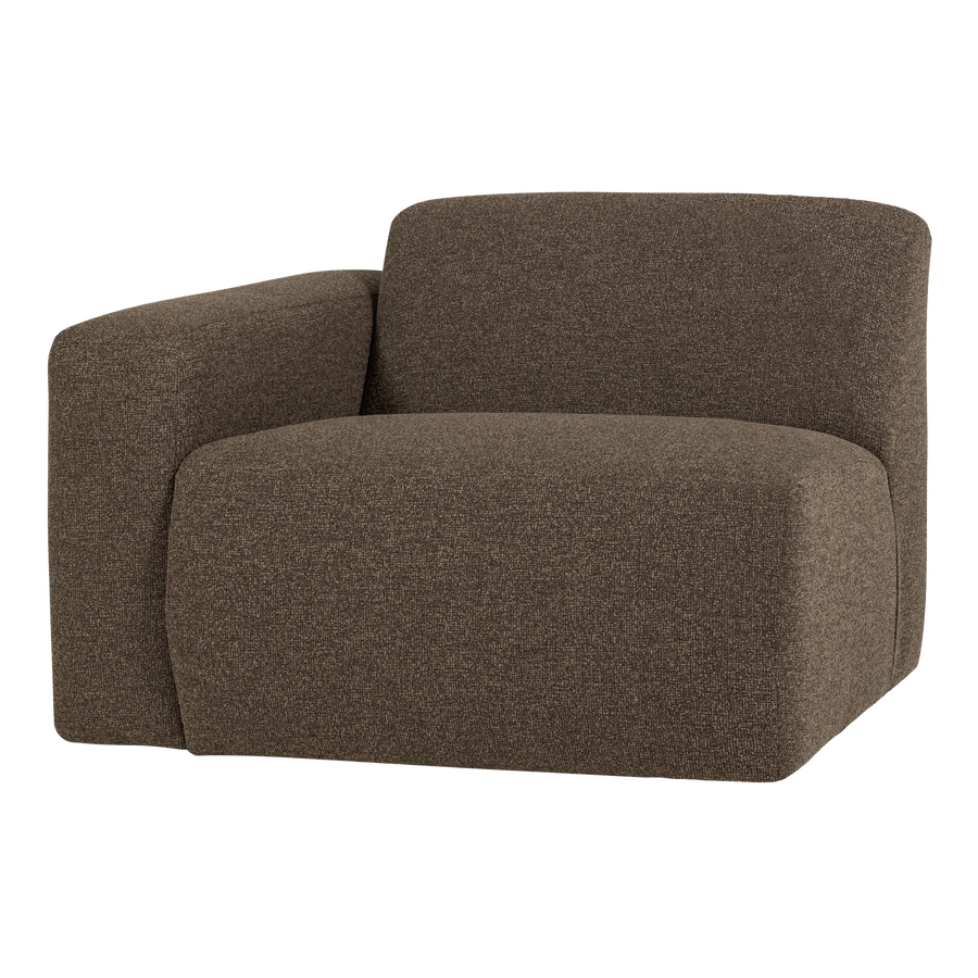 Mojo base 1-zits bankelement arm links boucle bruin