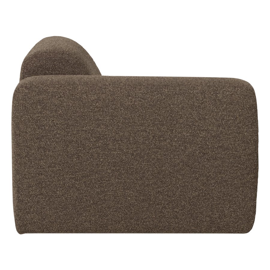 Mojo base 1-zits bankelement arm links boucle bruin