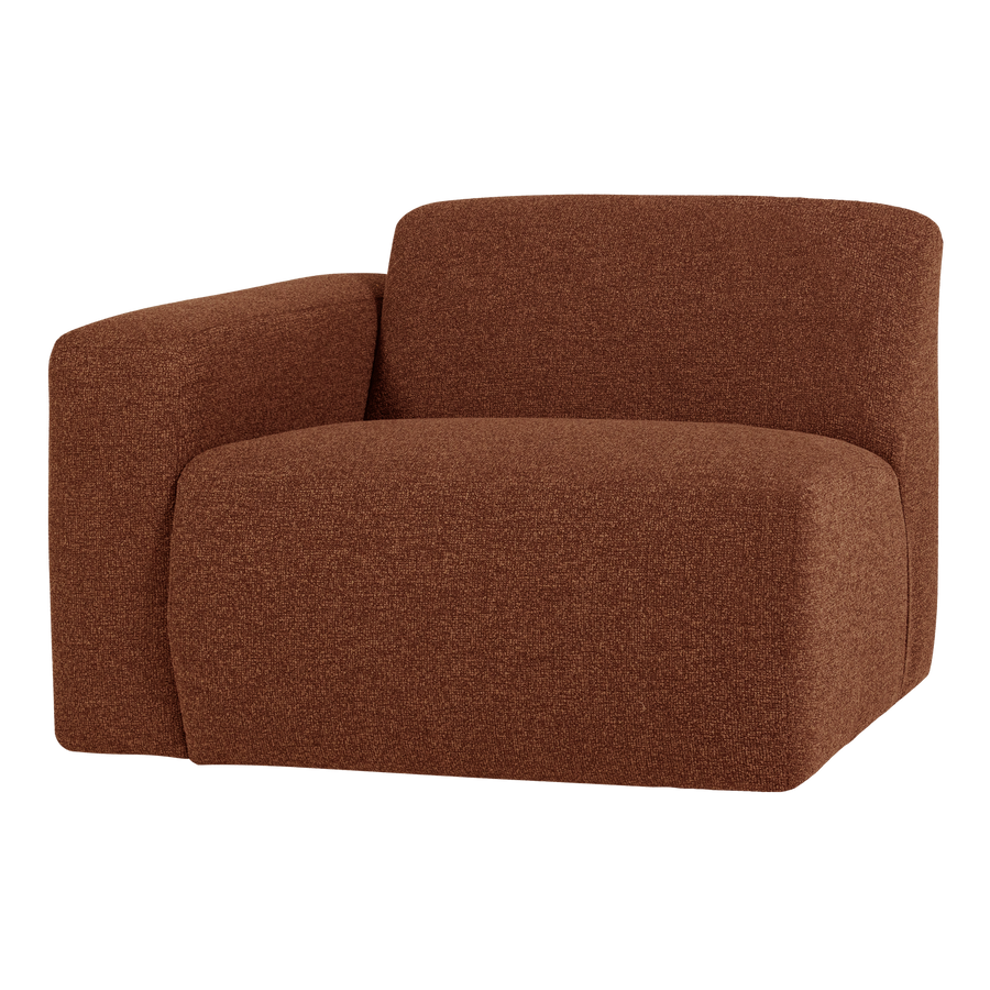 Mojo base 1-zits bankelement arm links boucle roestbruin