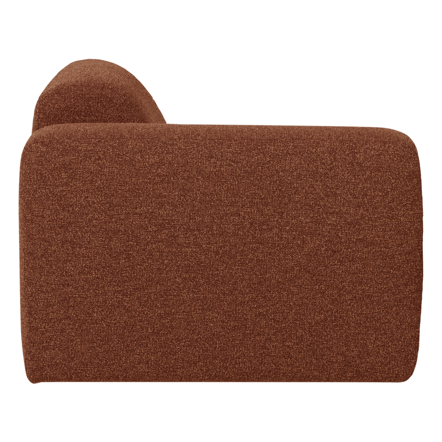 Mojo base 1-zits bankelement arm links boucle roestbruin