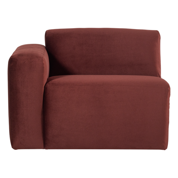 Mojo base 1-zits bankelement arm links velvet kastanjebruin