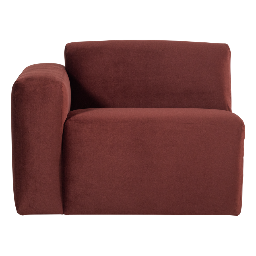 Mojo base 1-zits bankelement arm links velvet kastanjebruin