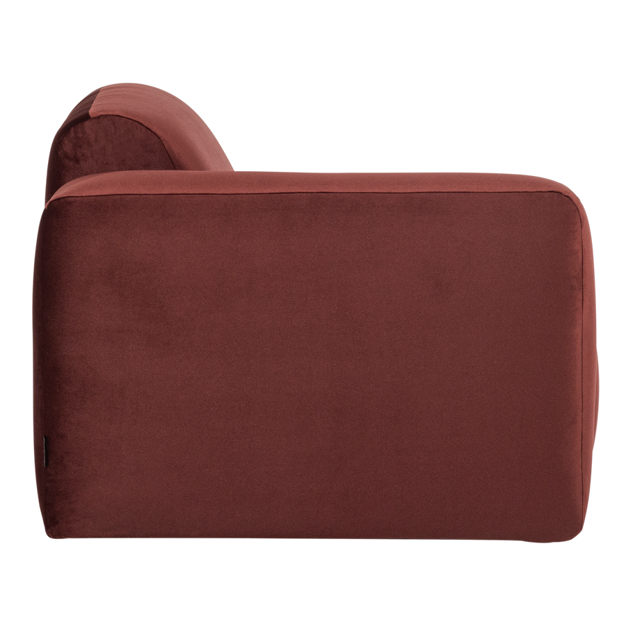 Mojo base 1-zits bankelement arm links velvet kastanjebruin