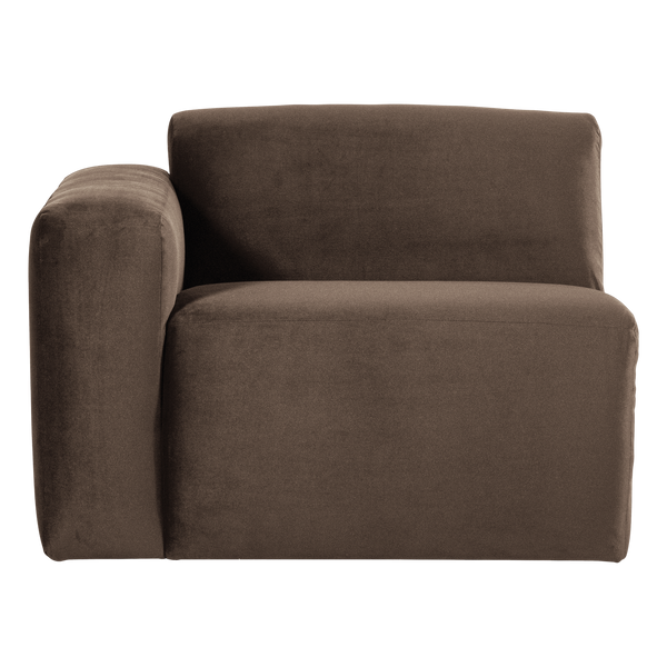 Mojo base 1-zits bankelement arm links velvet bruin