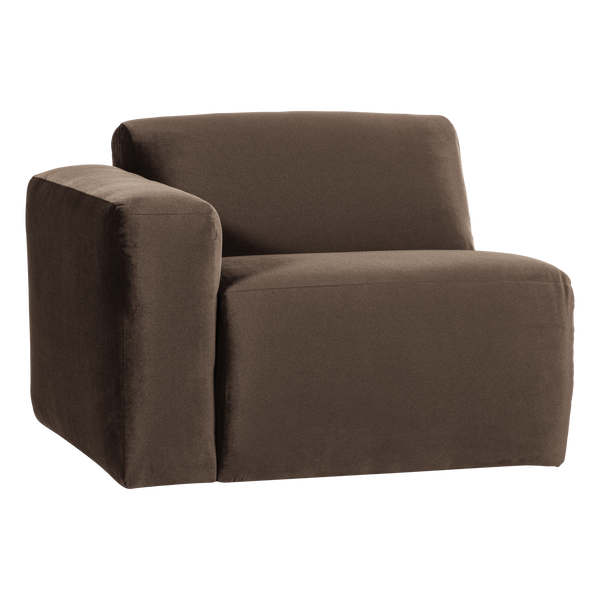 Mojo base 1-zits bankelement arm links velvet bruin