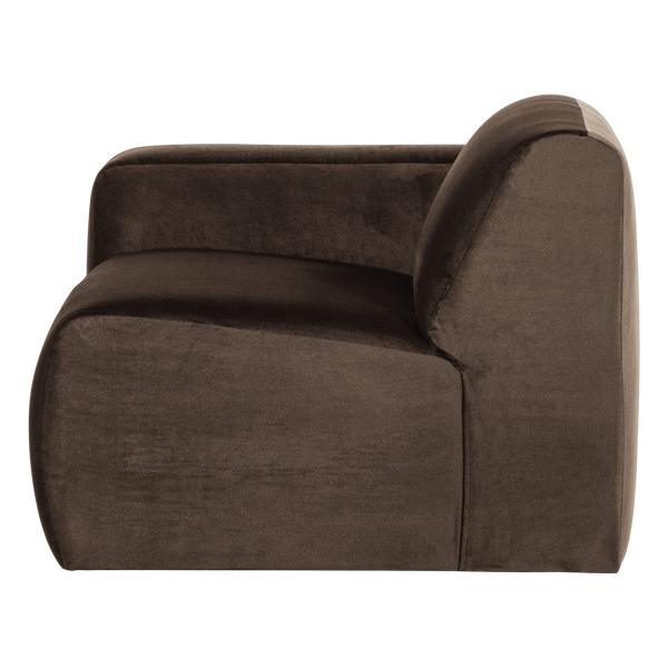 Mojo base 1-zits bankelement arm links velvet bruin