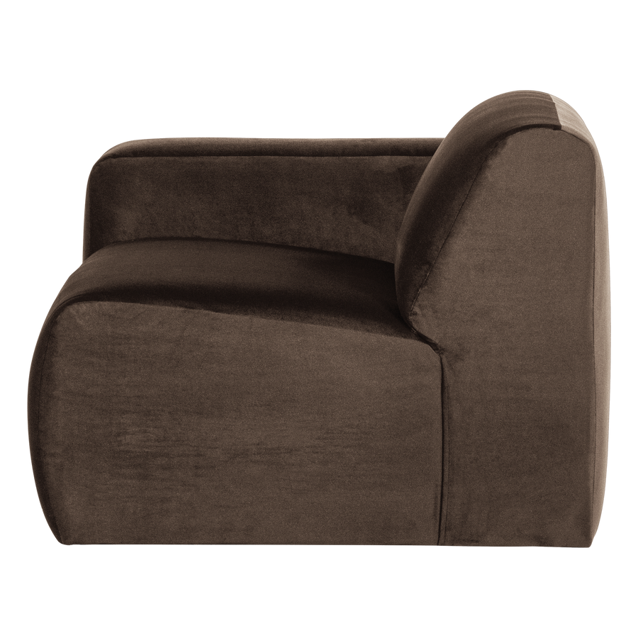 Mojo base 1-zits bankelement arm links velvet bruin