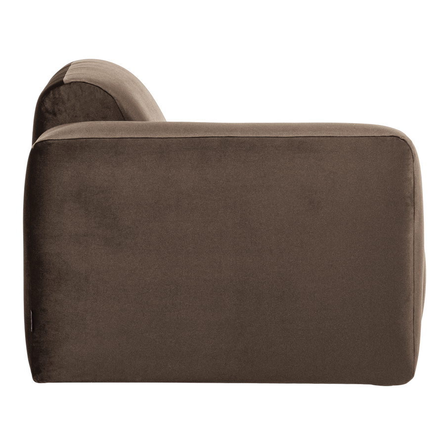 Mojo base 1-zits bankelement arm links velvet bruin