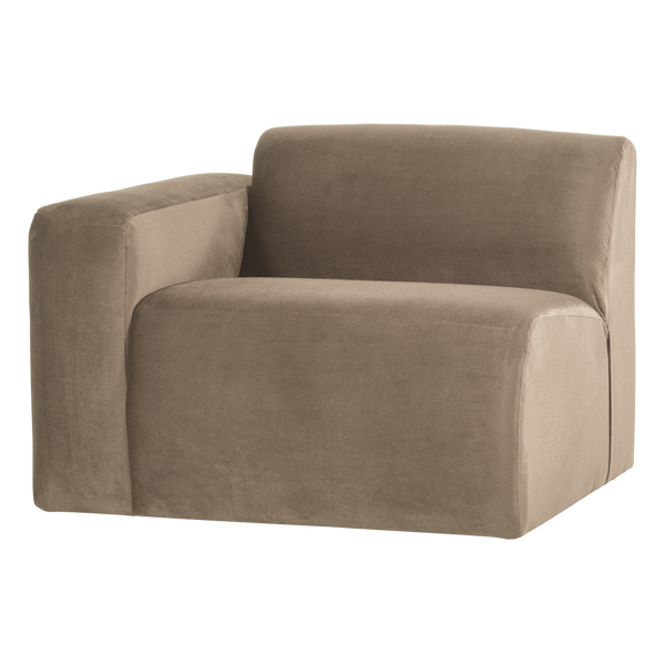 Mojo base 1-zits bankelement arm links velvet khaki