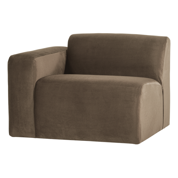 Mojo base 1-zits bankelement arm links velvet taupe