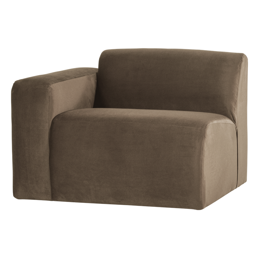 Mojo base 1-zits bankelement arm links velvet taupe