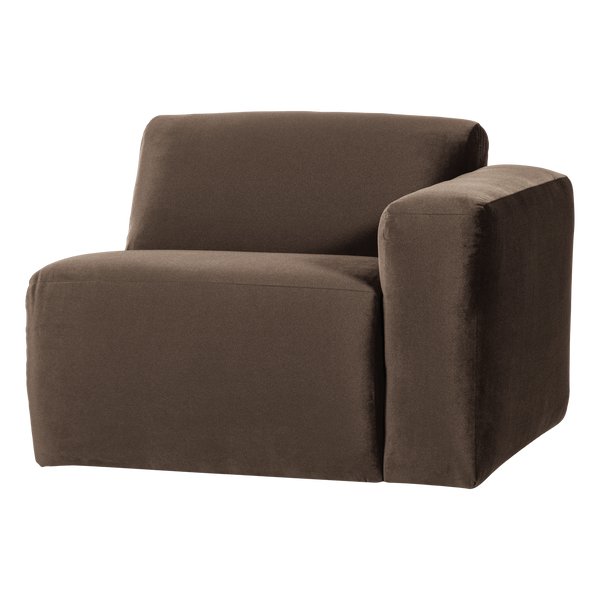 Mojo base 1-zits bankelement arm rechts velvet bruin
