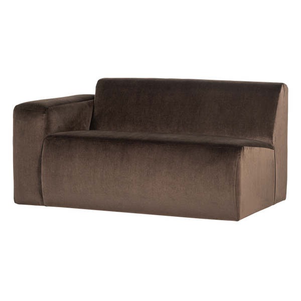 Mojo base 1,5-zits bankelement arm links velvet bruin