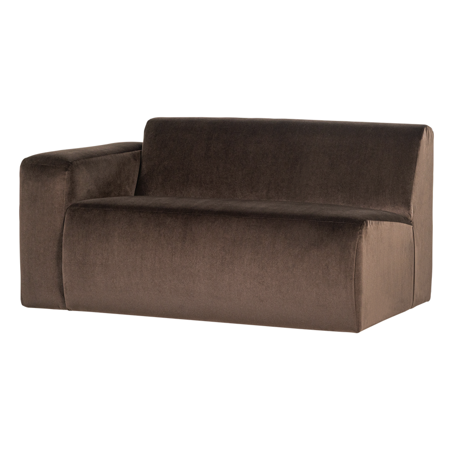 Mojo base 1,5-zits bankelement arm links velvet bruin